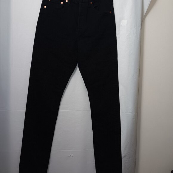 LEVI'S 501 SKINNY BUTTON FLY BLACK JEANS - Picture 13 of 14